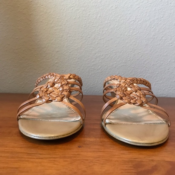 BP Tan Brown Leather Wedge Sandals Size 8.5 - Picture 7 of 13